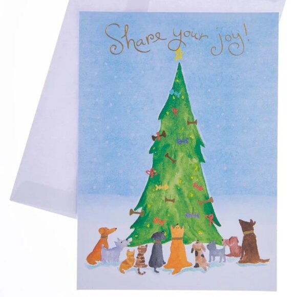 NEW Graphique Share Your Joy! Holiday Cards Dogs Cats 10 Cards & Envelopes 5x6.6 - Picture 1 of 3